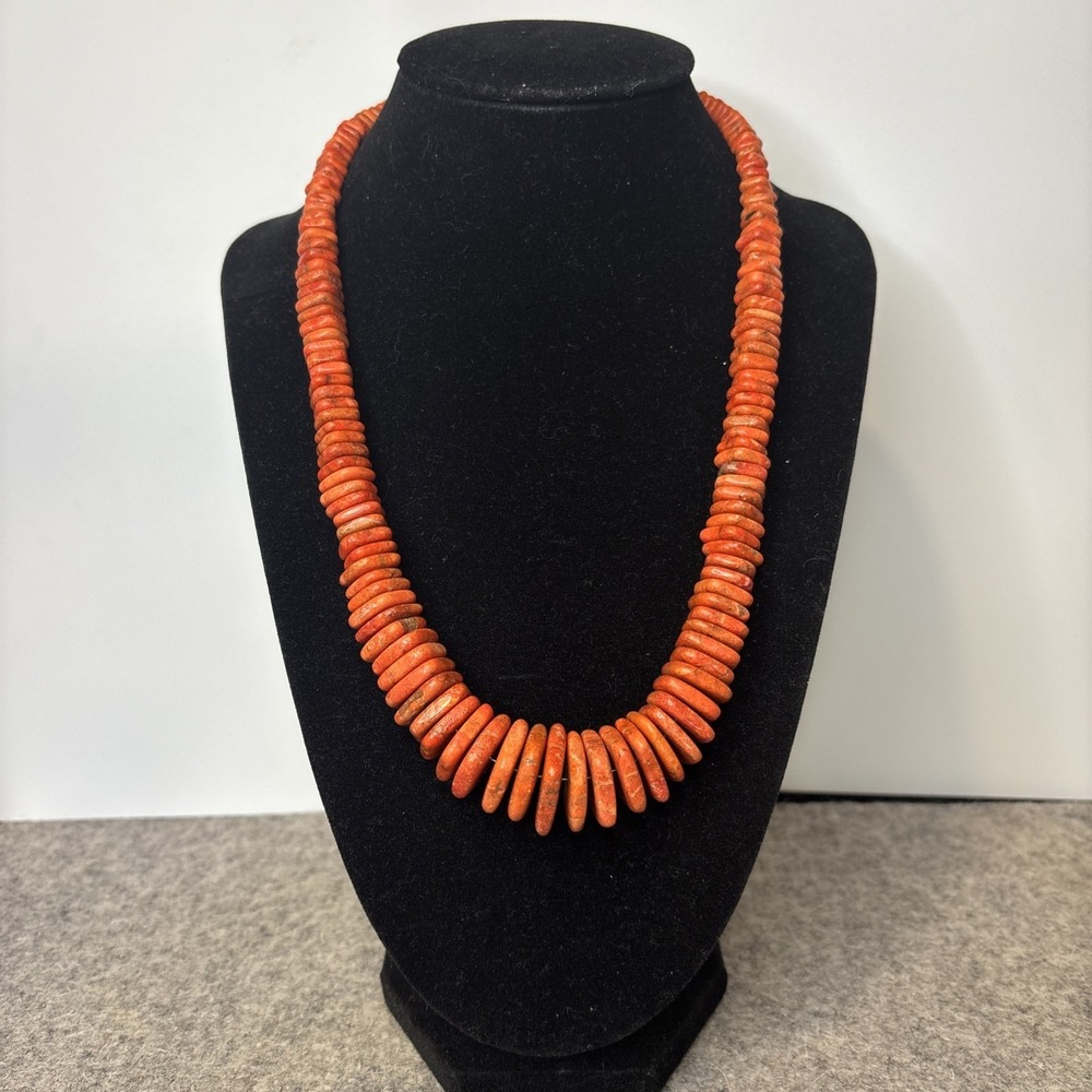 JAY KING DTR Sterling Silver Orange Coral Graduated Square Heishi Necklace